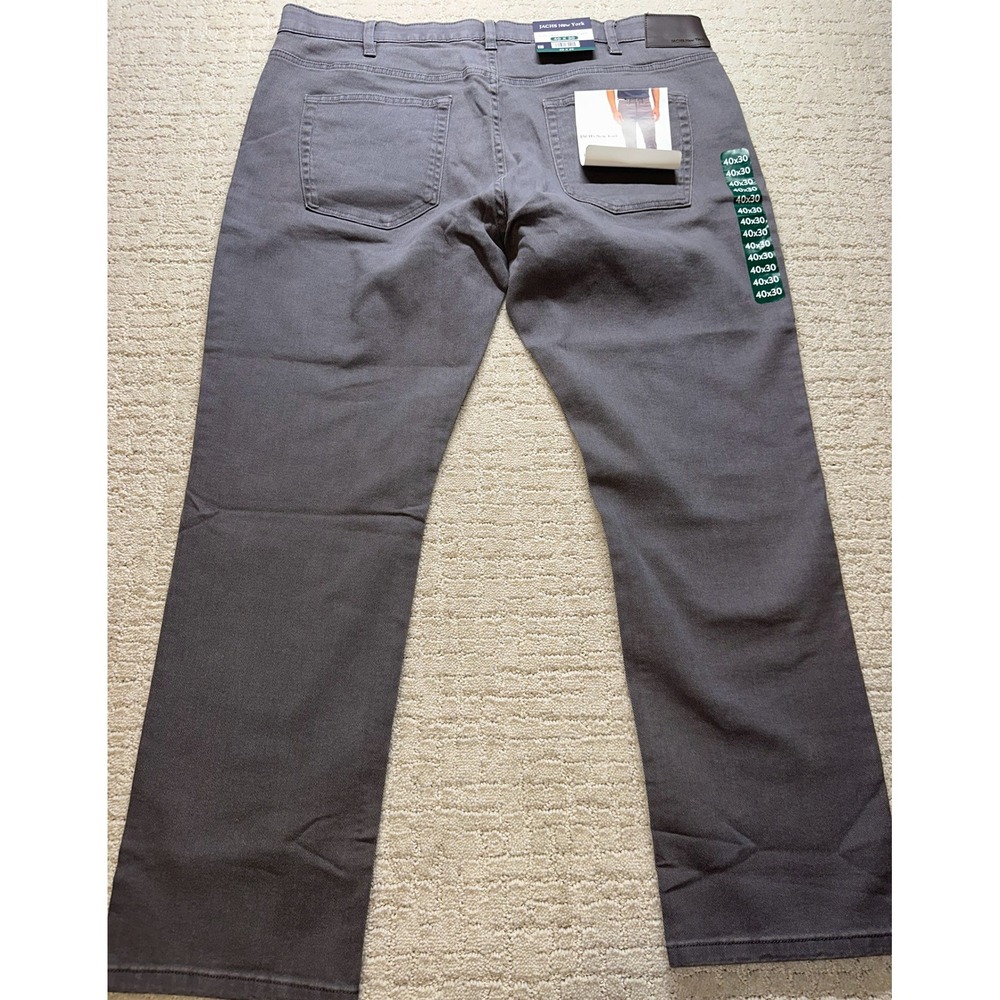 JACHS NY 5 Pocket Denim Pant Mens 40x30 Grey Straight Fit Comfort Stretch Jeans - Picture 8 of 9
